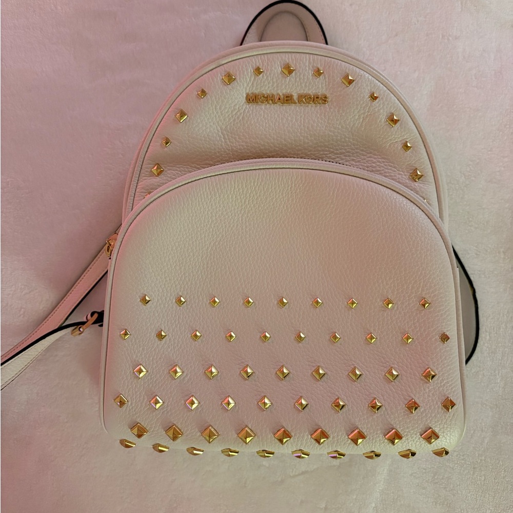 Michael Kors White Studded Leather Backpack